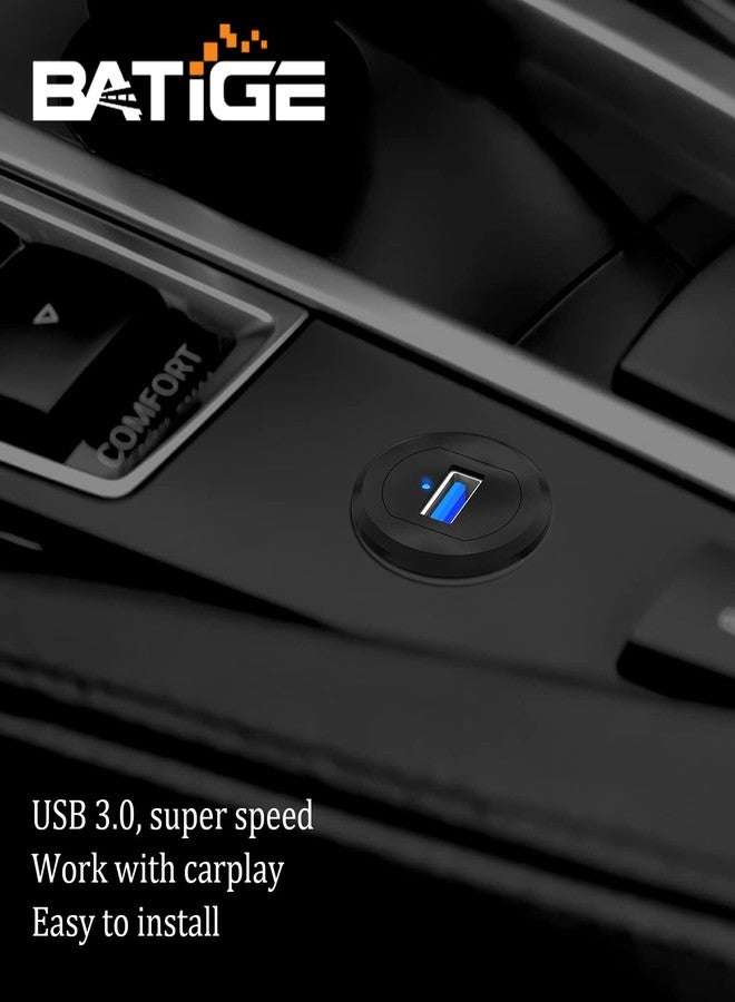 BATIGE Alloy Single Port USB 3.0 Dashboard Port Car Mount Flush Cable, Male to Female Waterproof Extension Cable for Car Truck Boat Motorcycle with LED Indicator 1ft - Image 3