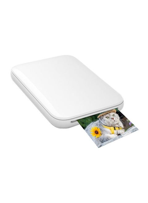 Portable Wireless Bluetooth Mobile Photo Mini Color Printer White with 10 pcs Photo Printing Paper
