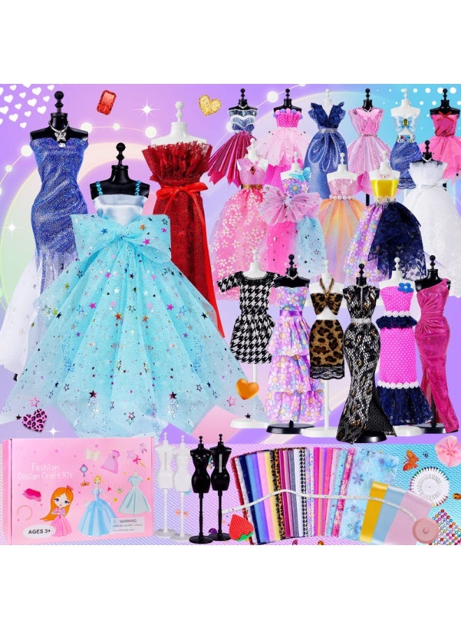 جاياتو أكثر من 500 قطعة من مجموعات مصممي الأزياء للفتيات والأطفال، مجموعة تصميم الحرف الفنية اليدوية مع 4 عارضات أزياء، أكثر من 70 ملابس مختلفة، ألعاب تعليمية، ملابس الدمى، مجموعة أدوات الخياطة للأطفال في أعياد ميلاد الفتيات - Image 1