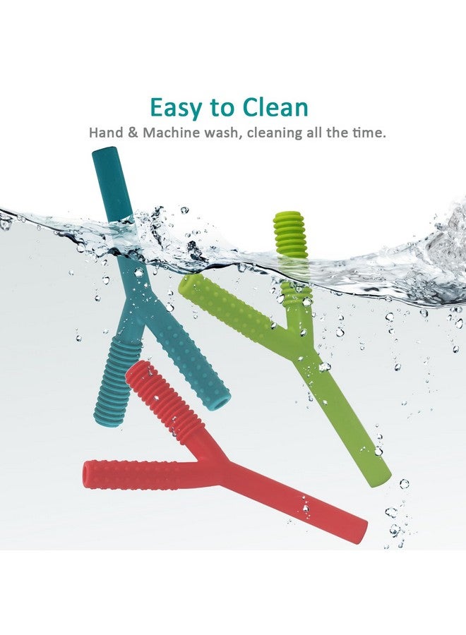 SunCore Direct Teether Tubes for Babies 3-6 Months, 3 Pack Silicone Hollow Chew Tube Toy for Autistic Children, Y Shape Chewable Straw Baby Teether Toys for Infants Autism with Teething Nursing Biting Chewing - Image 5