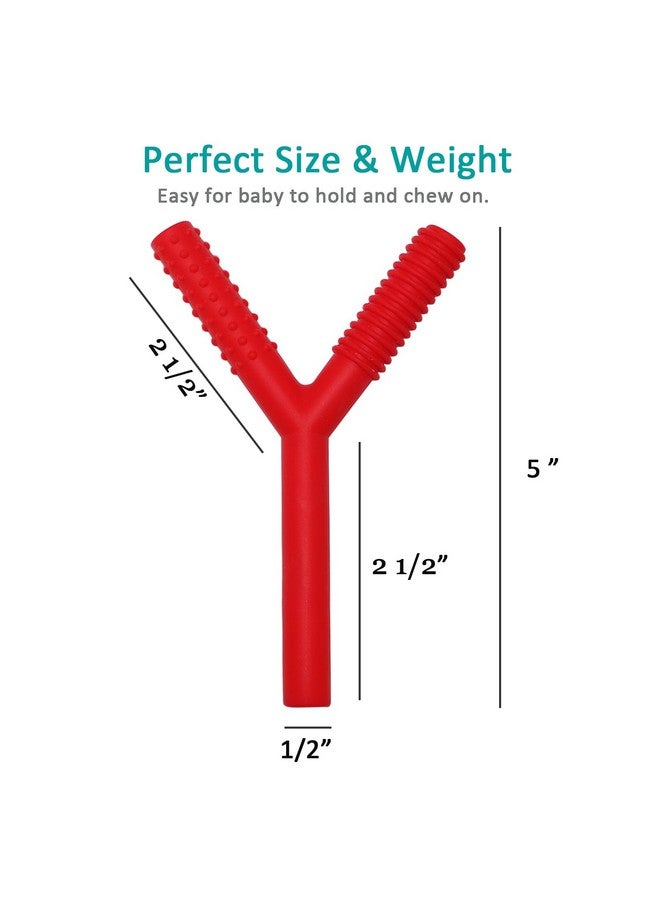 SunCore Direct Teether Tubes for Babies 3-6 Months, 3 Pack Silicone Hollow Chew Tube Toy for Autistic Children, Y Shape Chewable Straw Baby Teether Toys for Infants Autism with Teething Nursing Biting Chewing - Image 3