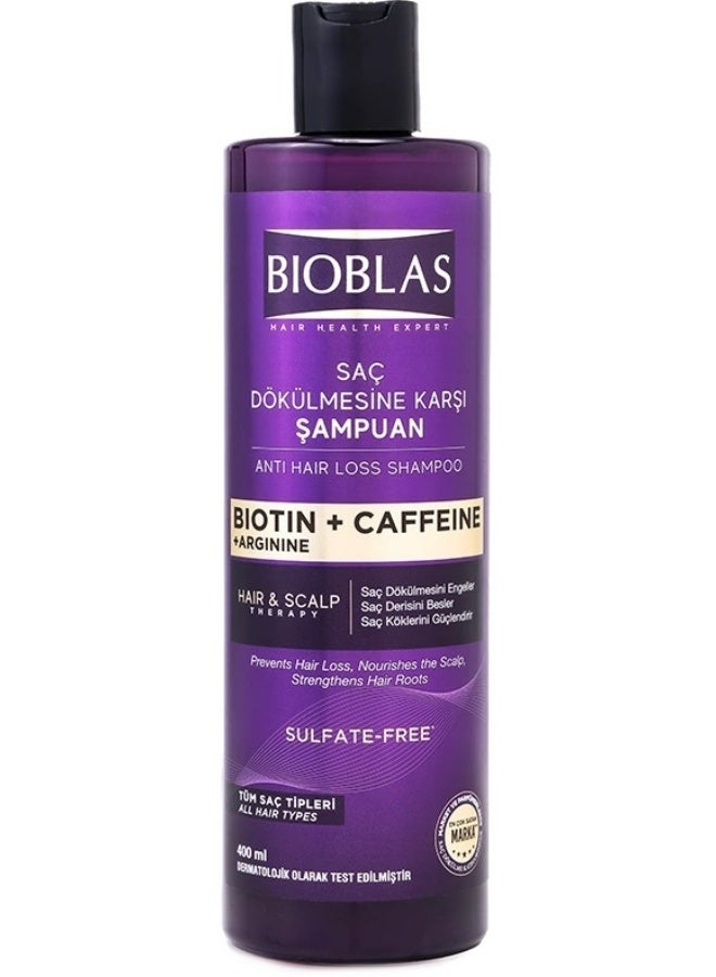 بيوبلاس شامبو بيوبلاس (BIOBLAS) المضاد لتساقط الشعر - بيوتين + كافيين + أرجينين - خالٍ من الكبريتات - 400 مل - لجميع أنواع الشعر - Image 1