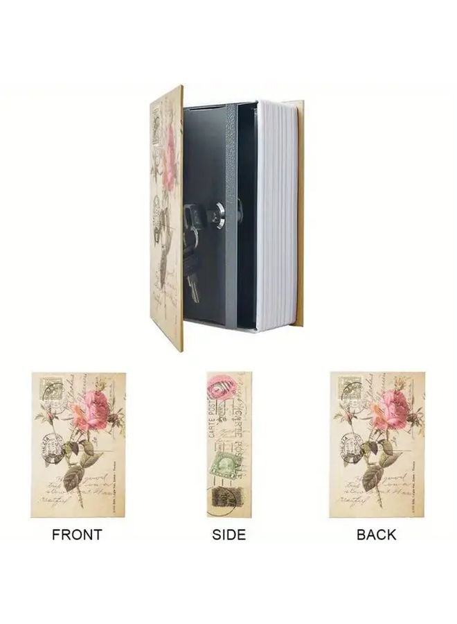 Floral Design Book Safe with Key Lock Hidden Storage Box Rose Color - Image 3
