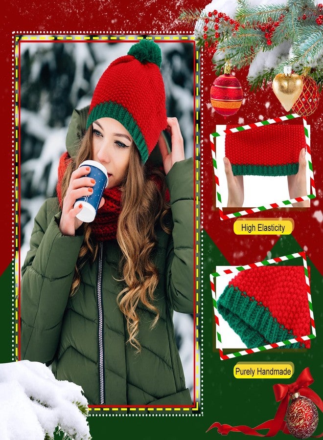 Kigeli 8 Pcs Santa Hats Adult Christmas Winter Knitted Beanie Hats with Pom Pom for Xmas Holiday(Bright Style) - Image 3