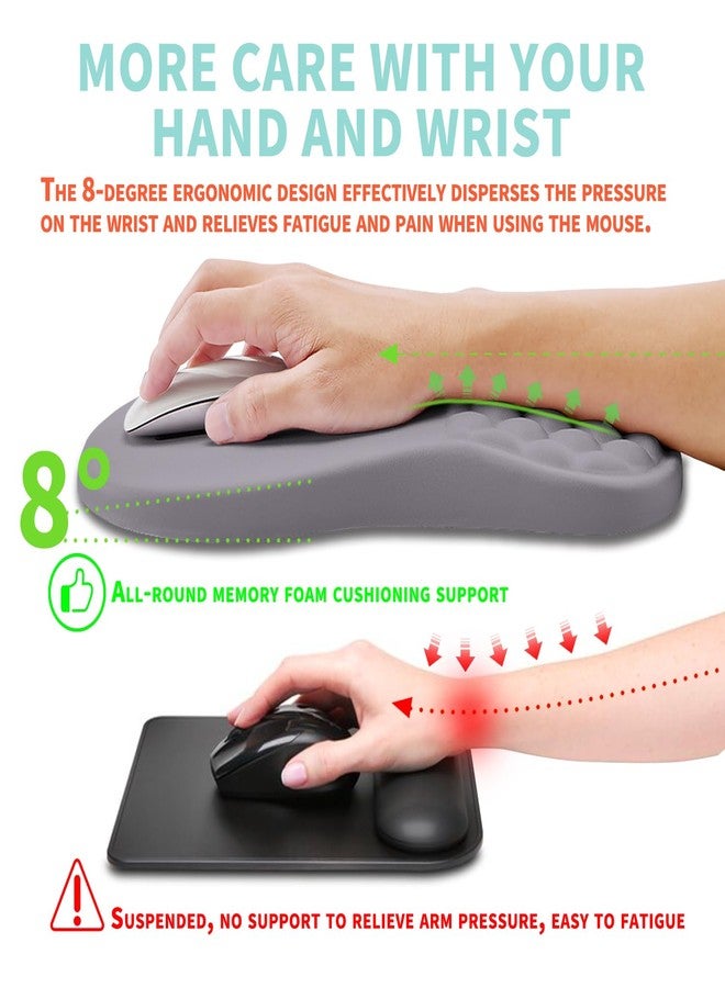 Kuosgm Ergonomic Mouse Pad Wrist Support with Memory Foam Massage Bulge, Carpal Tunnel Pain Relief Mousepad Wrist Rest for Mouse(12x8 inch, Silver Gray Light Purple) - Image 4