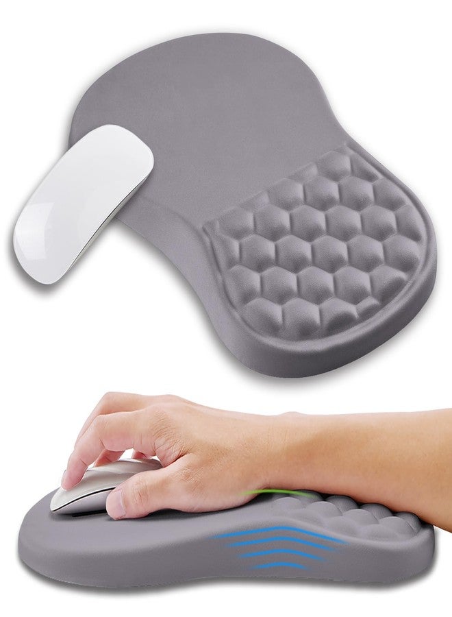Kuosgm Ergonomic Mouse Pad Wrist Support with Memory Foam Massage Bulge, Carpal Tunnel Pain Relief Mousepad Wrist Rest for Mouse(12x8 inch, Silver Gray Light Purple) - Image 1