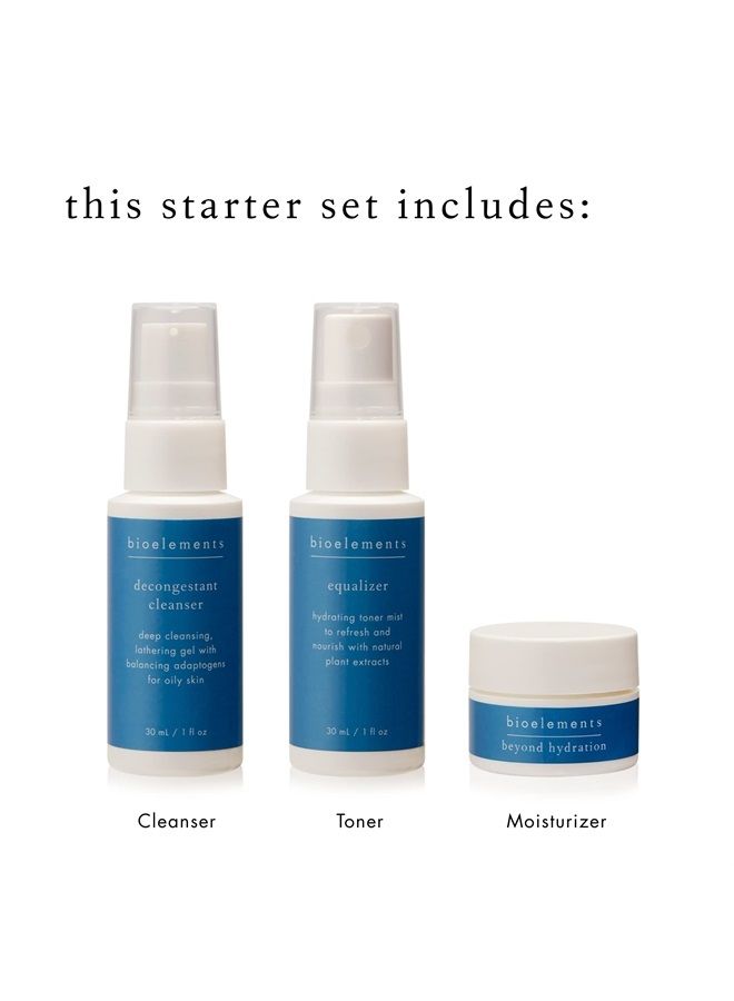 Bioelements 3-Step Mini Starter Set: Oily Skin - Includes Decongestant Cleanser, Equalizer Toner & Beyond Hydration Moisturizer - Vegan, Gluten Free - Never Tested on Animals - Image 3