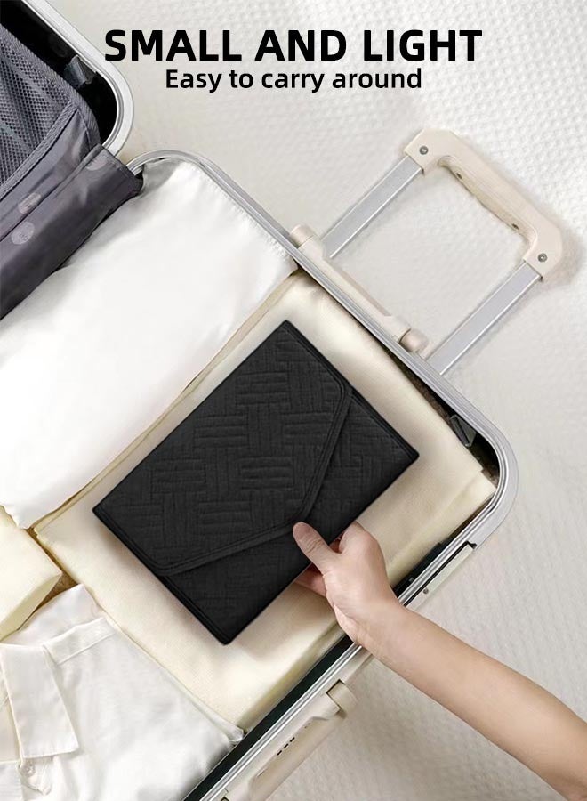 اس اس حقيبة تخزين مجوهرات للسفر مضادة للتشابك وقابلة للطي، صندوق مجوهرات صغير قابل للطي، مناسب للقلادات والأقراط والخواتم والأساور والساعات، لون أسود - Image 5