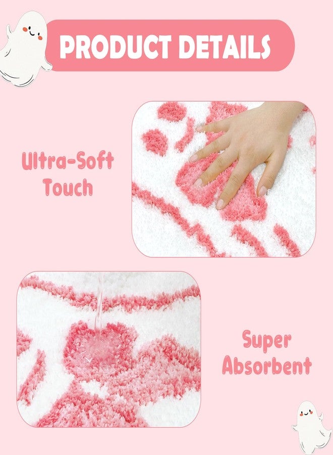 موكسيكا سجاد حمام الهالوين 18 × 31 بوصة، سجادة حمام شبح وردية غير قابلة للانزلاق وقابلة للغسل، سجادة هالوين فائقة النعومة فائقة الامتصاص، سجادة للباب الأمامي لديكور غرفة نوم الحمام الشبح - Image 4