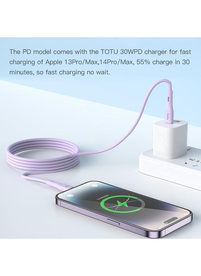 توتو Totu BPD-013 Skin Sense Series Type-C إلى 8 دبوس كبل بيانات الشحن السيليكون السريع ، الطول: 2M (أسود)  - Image 4