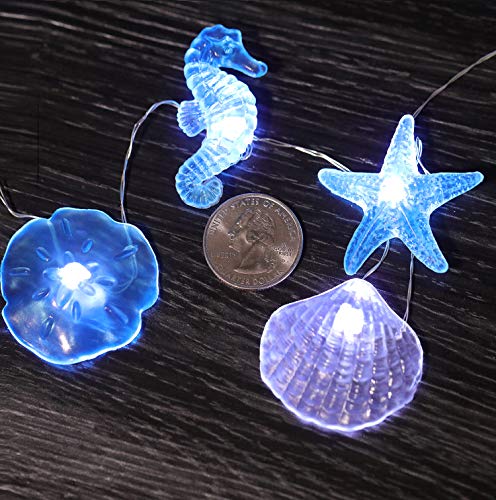 WSgift Coastal String Lights, 17.5 Ft 36 Cold White LED Beach Decorative String Lights Seashell Seahorse Starfish Sand Dollars Fairy Lights for Bedroom Party Indoor Outdoor Decorations - Image 4