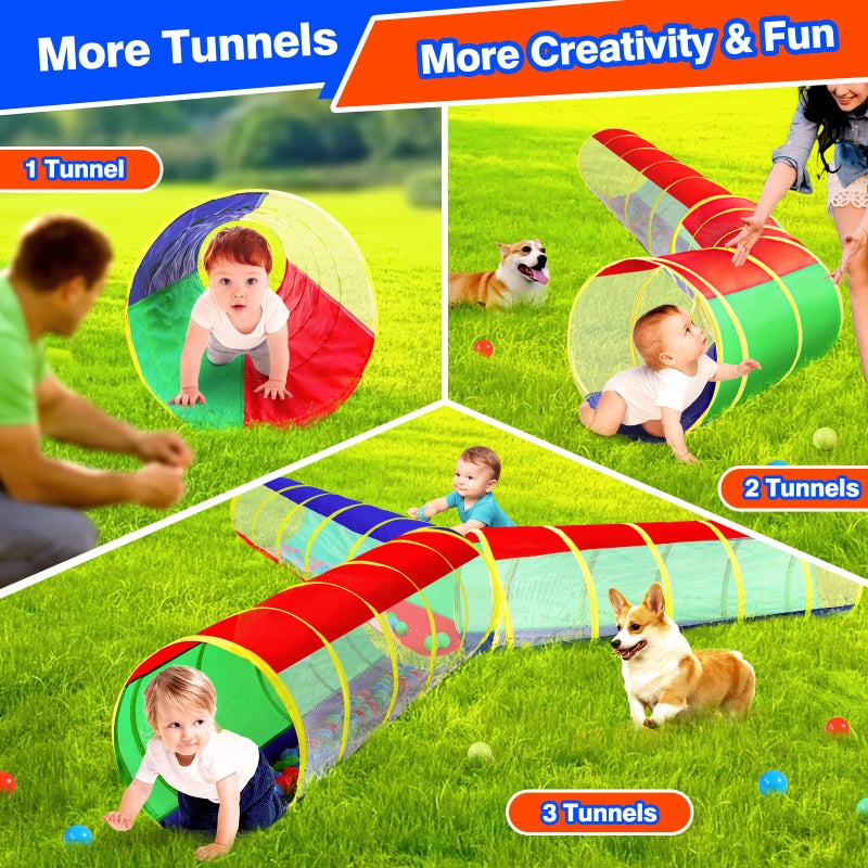 Hoohtoot Kids Crawl Through Play Tunnel, Pop Up Baby Play Tunnel for Toddlers, Game Toy Play Tent for Girl or Dog Cat Pet Tunnel - Image 4