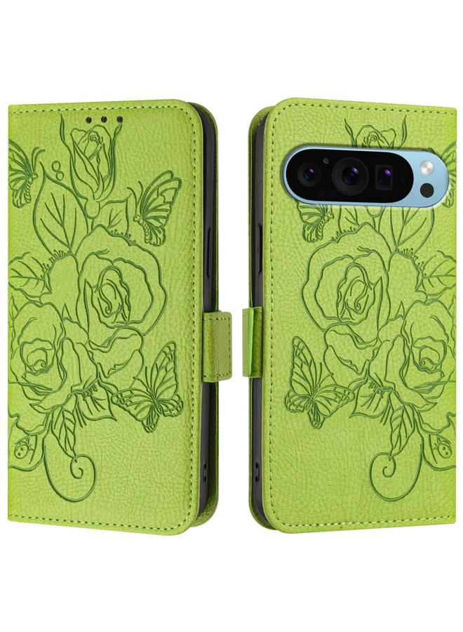 S-TOP Case For Google Pixel 9 Pro XL Embossed Rose RFID Anti-theft Leather Phone Case - Image 2