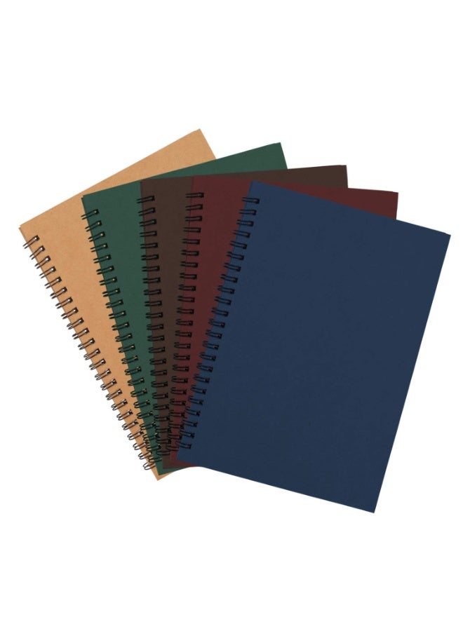 Chielor 5 Pack Spiral Notebooks, 120 Ruled Pages Colorful Memo Notepads, Writing Pads for Office Simple Working Book Diary Notebook, 8.3 x 5.5 Inch - Image 1