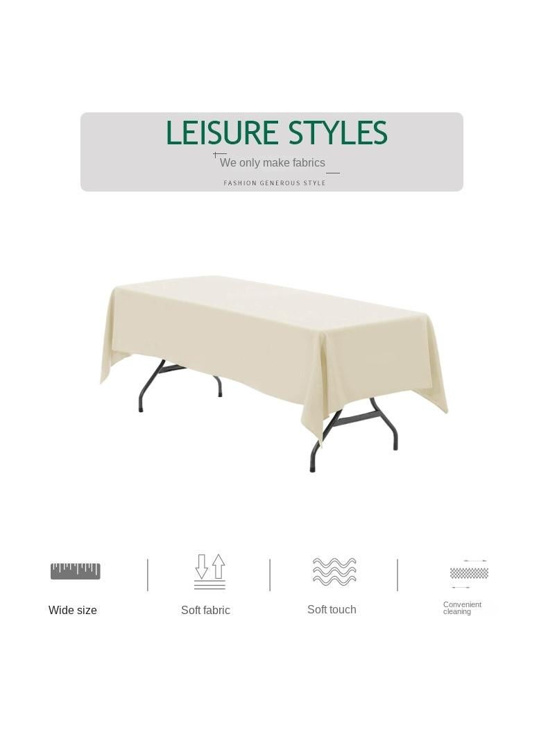 Bluejw 1-Piece Solid Pattern Table Cloth Beige  - Image 3