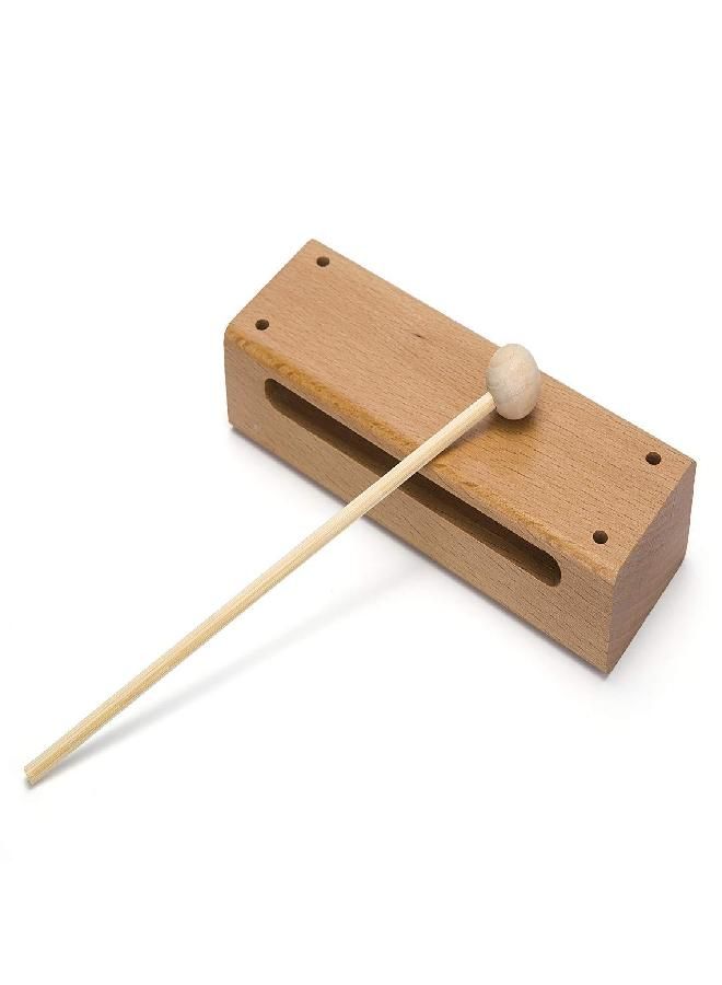 Mihey Wood Block Musical Instrument with Mallet Solid Hardwood Percussion Rhythm Blocks - Image 1