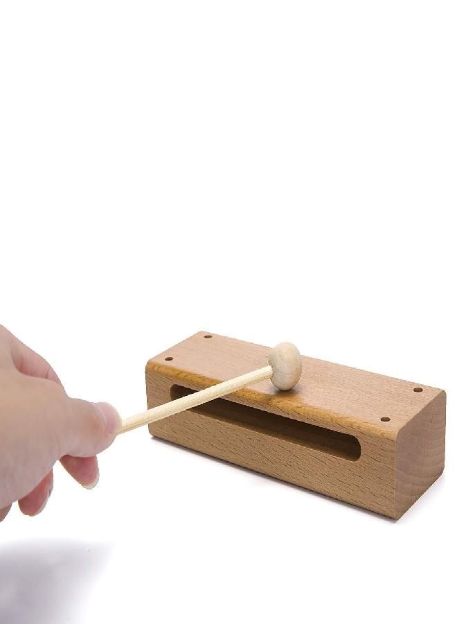 Mihey Wood Block Musical Instrument with Mallet Solid Hardwood Percussion Rhythm Blocks - Image 3