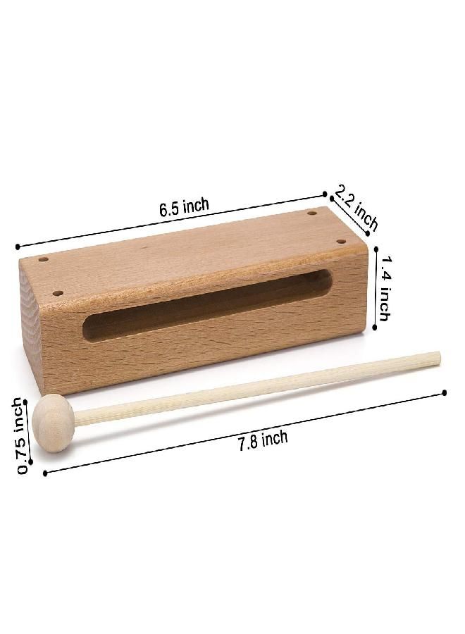 Mihey Wood Block Musical Instrument with Mallet Solid Hardwood Percussion Rhythm Blocks - Image 5
