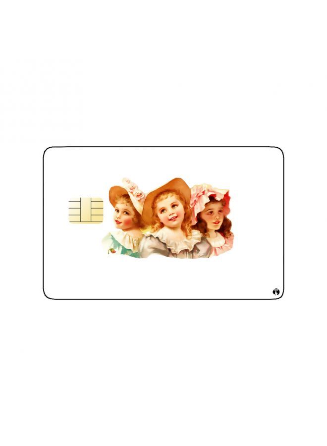 RKN PRINTED BANK CARD STICKER Cute Girls Drawing With Hats - Image 2