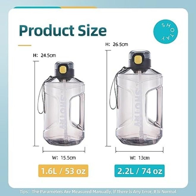SHOTAY Sports Water Bottles 1L/1.5L/2L With USA Tritan Material 100% BPA Free And Leakproof, Half Gallon Gmy Water bottle for School, Fitness And Outdoor  Sports. - Image 4