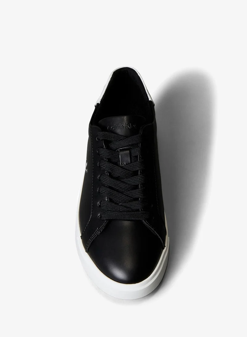 Calvin Klein Black/Bright White Brooke - Leather Signature Logo Trainers for Women | Best Price UAE
