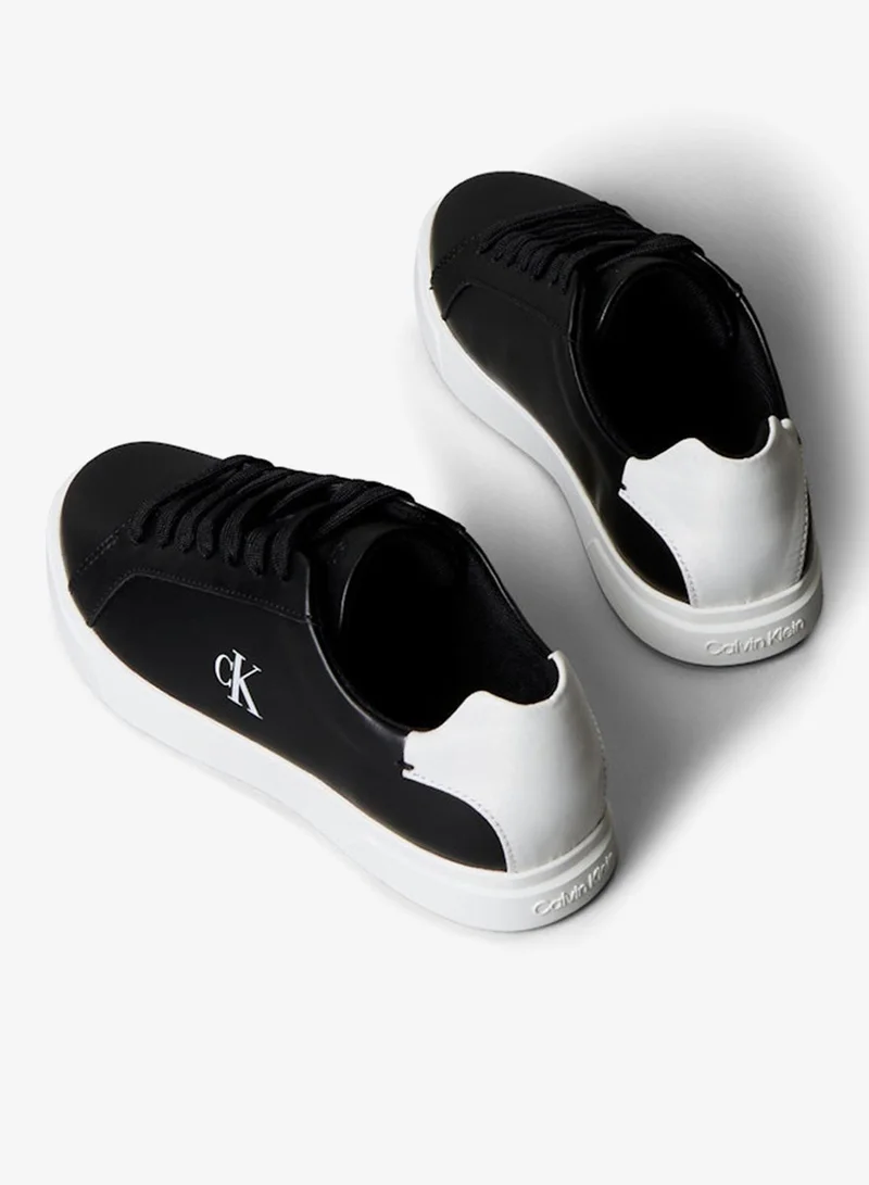 Calvin Klein Black/Bright White Brooke - Leather Signature Logo Trainers for Women | Best Price UAE