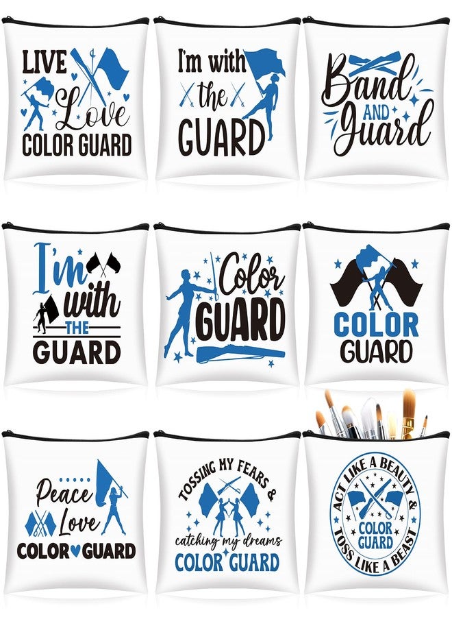 SilTriangle 9 Pcs Color Guard Makeup Cosmetic Bag Peace Love Color Guard Gifts Zipper Cosmetic Bag for Women Christmas Travel Gift Supplies - Image 1