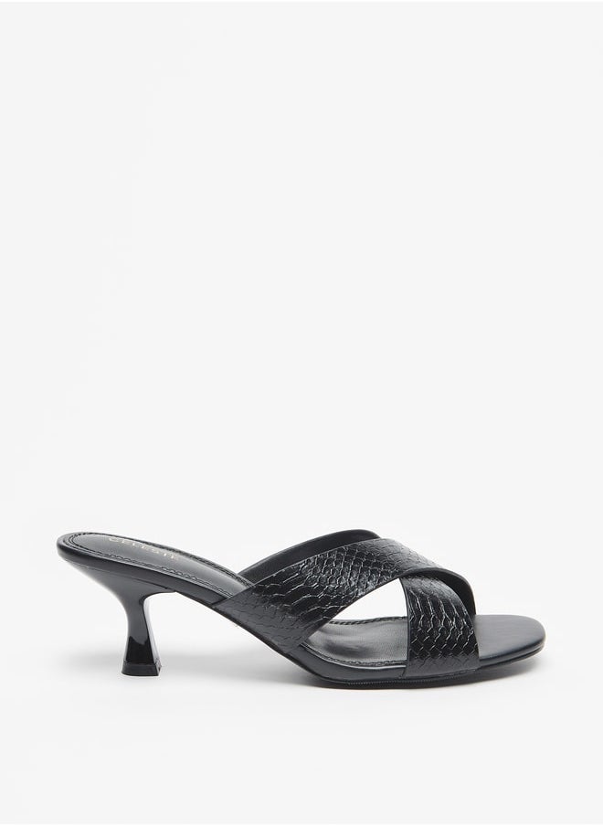 Celeste Women's Textured Cross Strap Slip-On Sandals with Kitten Heels  - Image 3