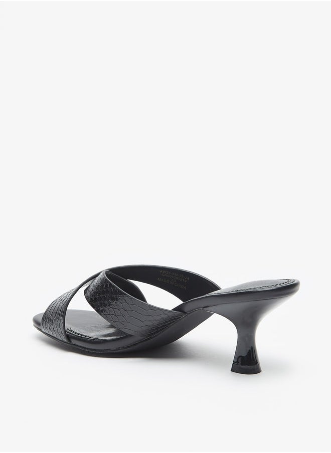Celeste Women's Textured Cross Strap Slip-On Sandals with Kitten Heels  - Image 2