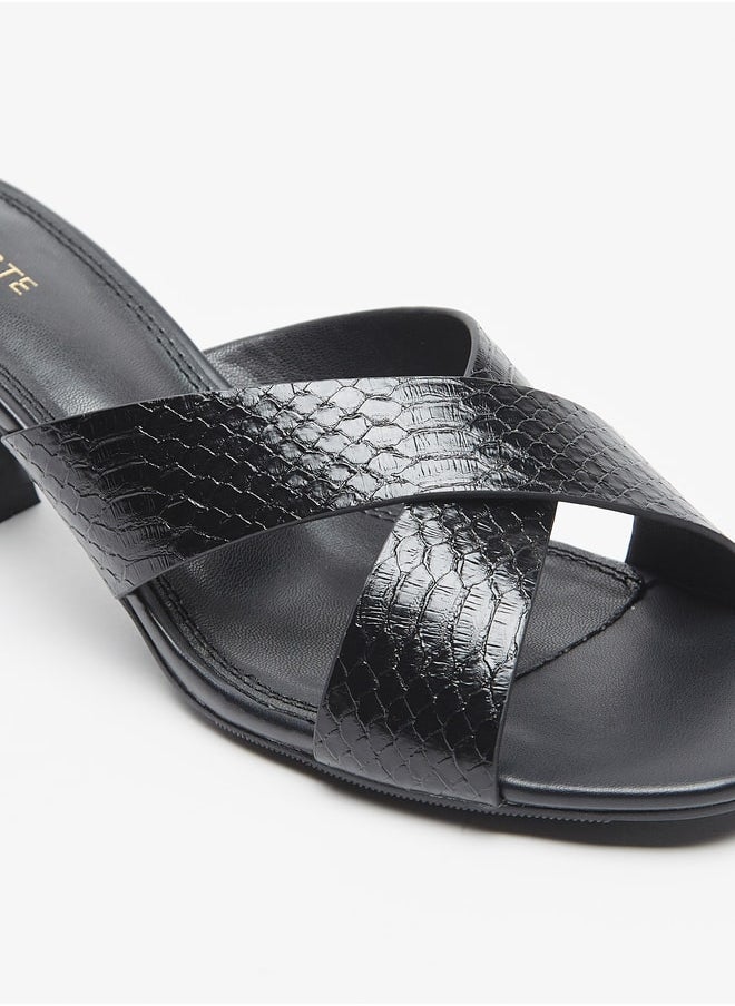 Celeste Women's Textured Cross Strap Slip-On Sandals with Kitten Heels  - Image 5