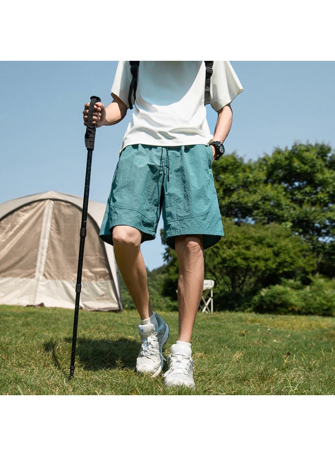 Izexx Summer Retro Waterproof Solid Color Sports Ice Silk Shorts Men's Trendy Brand Loose Wide Leg Casual Pants - Image 1