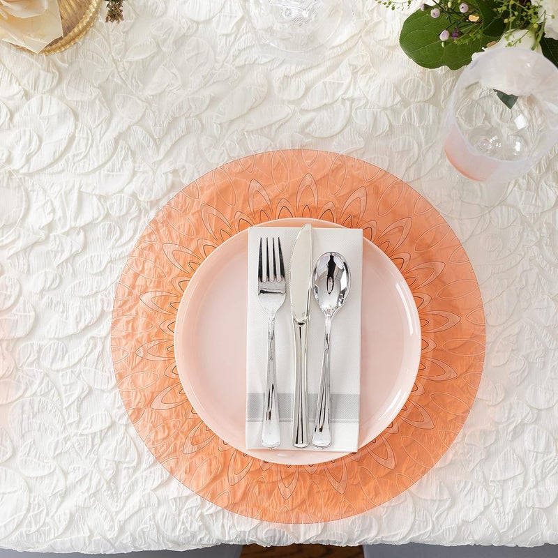 PARTY BARGAINS 13 Inch Plastic Charger Plates Raindrop Transparent Rose Gold 8 Pack - Image 5