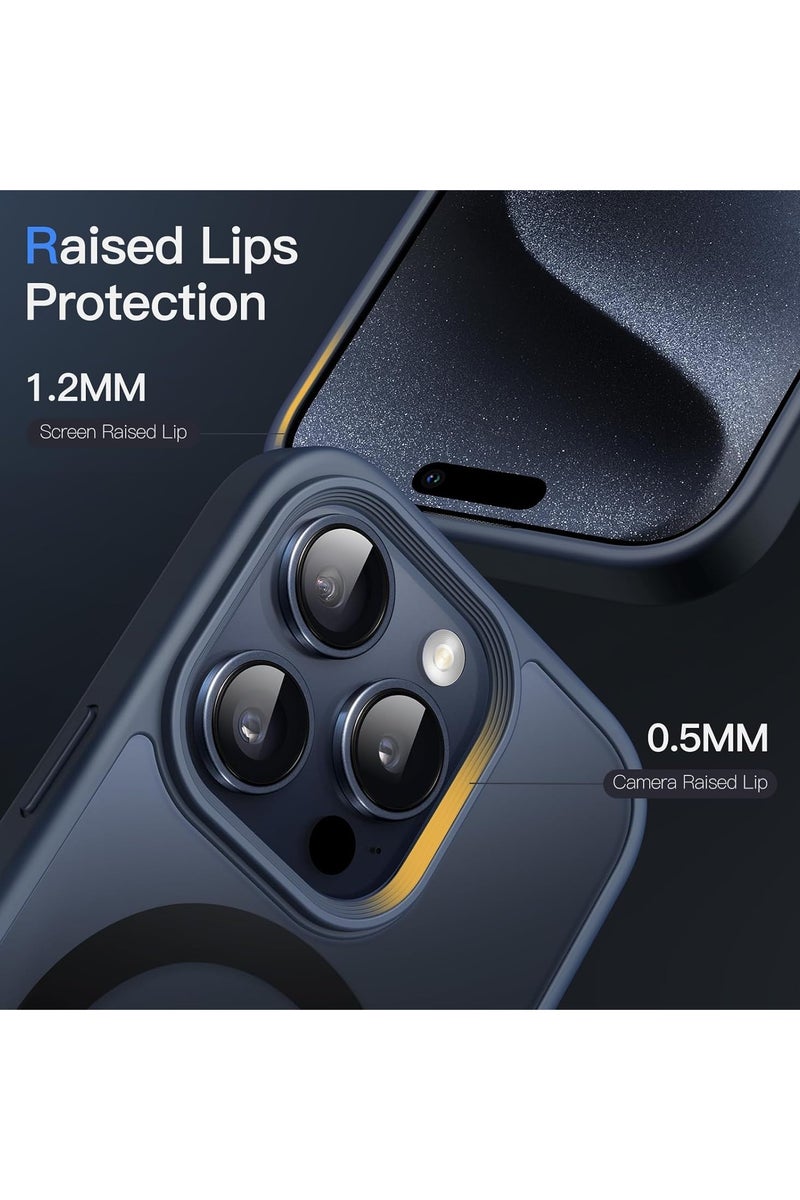 Denx Magnetic Case for iPhone 13 Pro Max (Shockproof & Slim) Matte Hard Back Cover with high-Grade Protection | Dark Blue - Image 2