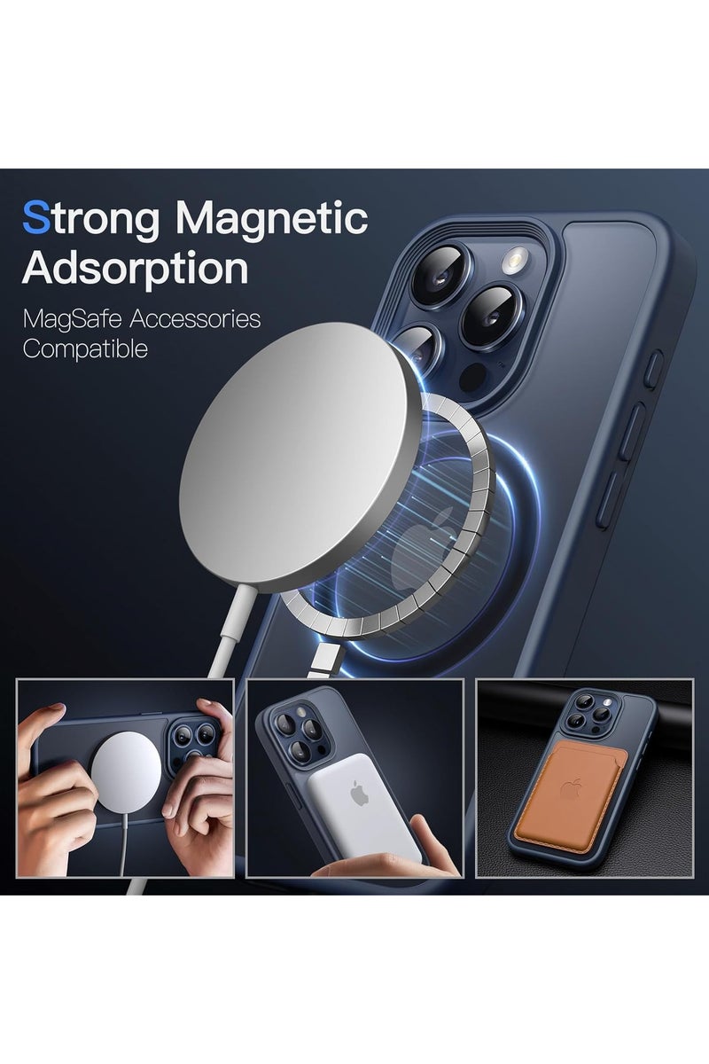 Denx Magnetic Case for iPhone 13 Pro Max (Shockproof & Slim) Matte Hard Back Cover with high-Grade Protection | Dark Blue - Image 3