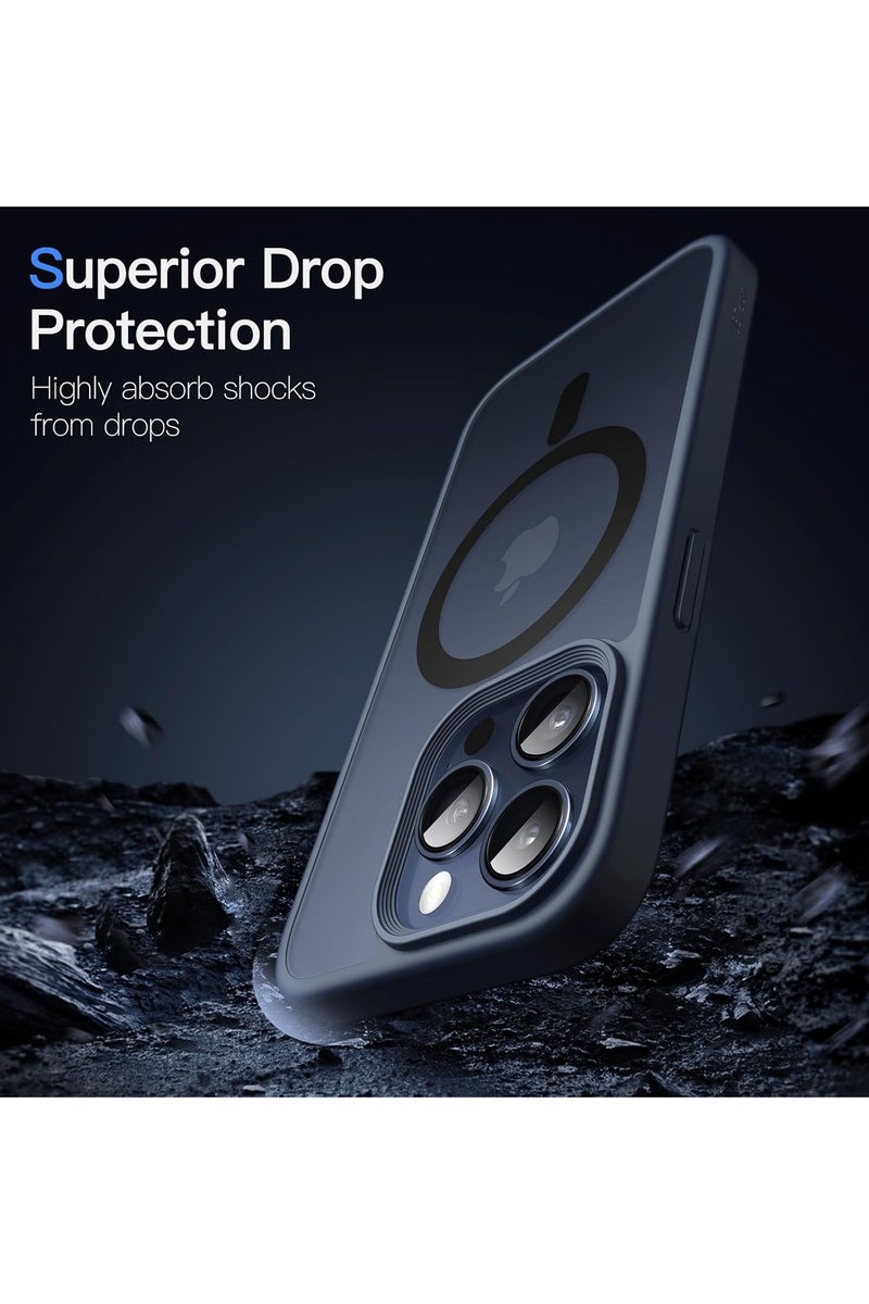 Denx Magnetic Case for iPhone 13 Pro Max (Shockproof & Slim) Matte Hard Back Cover with high-Grade Protection | Dark Blue - Image 4