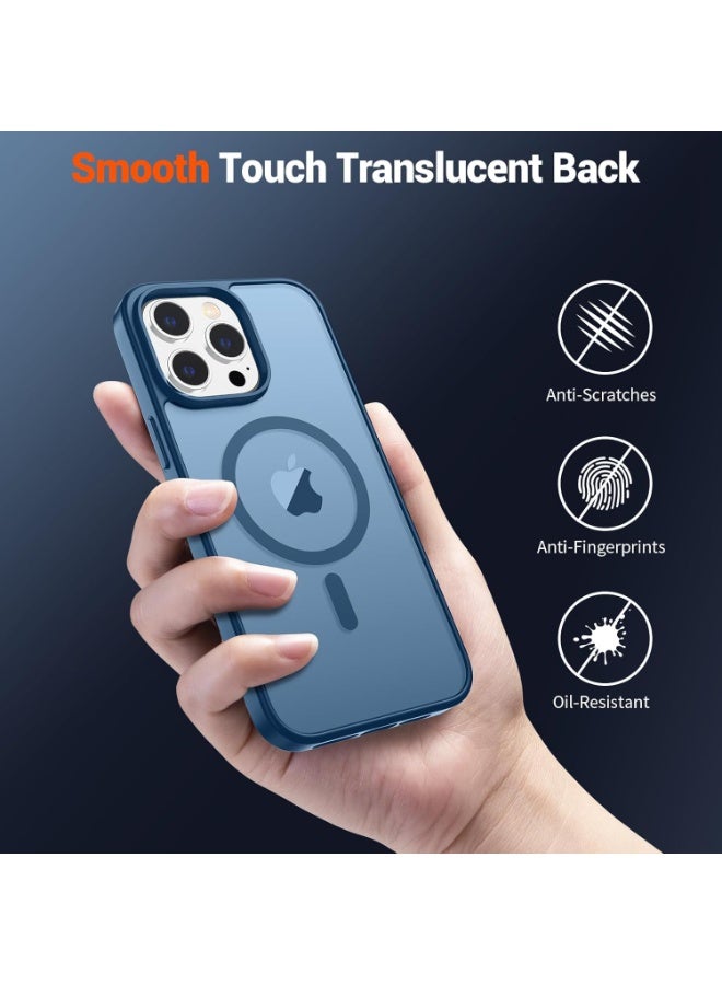 أكاليكس حافظه مغناطيسيه لهاتف ايفون 13بروماكس مقاس 6.7 بوصه متوافقه مع هاتف ايفون13 بروماكس 6.7 ,غطاء هاتف خلفي شفاف غير لامع مقاوم للصدمات (ازرق) - Image 4