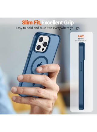 Magnetic Case for iPhone 13 Pro Max (Shockproof & Slim) Matte Hard Back Cover with high-Grade Protection | Dark Blue - view 5