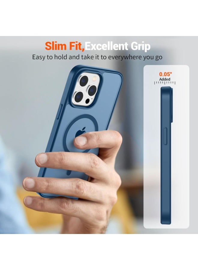 أكاليكس حافظه مغناطيسيه لهاتف ايفون 13بروماكس مقاس 6.7 بوصه متوافقه مع هاتف ايفون13 بروماكس 6.7 ,غطاء هاتف خلفي شفاف غير لامع مقاوم للصدمات (ازرق) - Image 5