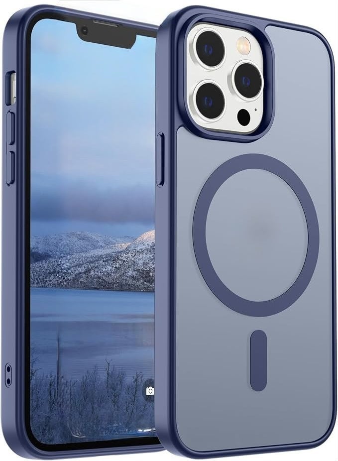 Matte Magnetic Case for iPhone 13 Pro Max [Shockproof & Slim] Matte Hard Back Cover with High-Grade Protection | Dark Blue