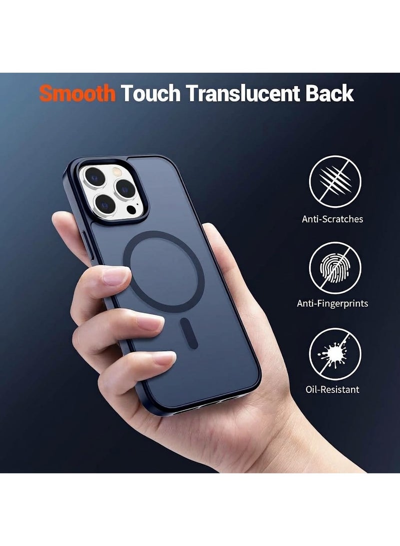 أكاليكس حافظة مغناطيسية مطفية (Matte) لهاتف iPhone 13 Pro Max [مقاومة للصدمات ونحيفة] - غطاء خلفي صلب بملمس مطفي وحماية فائقة الجودة | ازرق داكن - Image 5