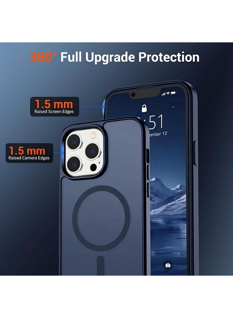 أكاليكس حافظة مغناطيسية مطفية (Matte) لهاتف iPhone 13 Pro Max [مقاومة للصدمات ونحيفة] - غطاء خلفي صلب بملمس مطفي وحماية فائقة الجودة | ازرق داكن - Image 3