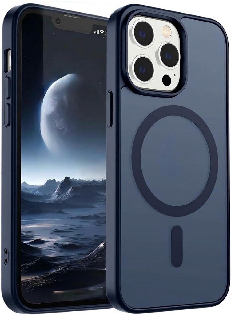 أكاليكس حافظة مغناطيسية مطفية (Matte) لهاتف iPhone 13 Pro Max [مقاومة للصدمات ونحيفة] - غطاء خلفي صلب بملمس مطفي وحماية فائقة الجودة | ازرق داكن - Image 1
