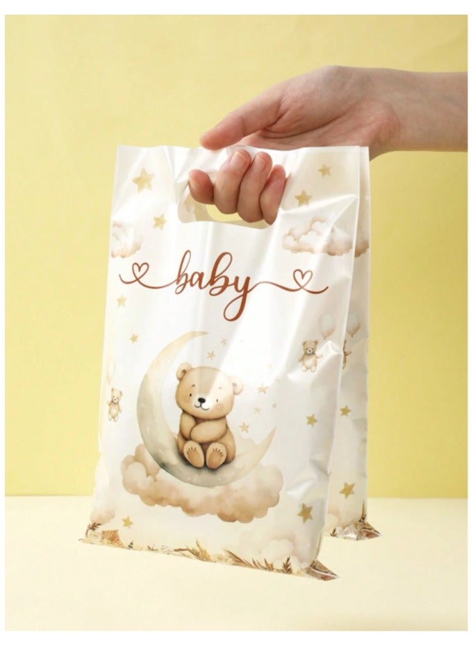 Cute Bear Print Plastic Bags for Gifts, Candy, Birthday Parties, Baby Showers, 20 Pieces - Image 2