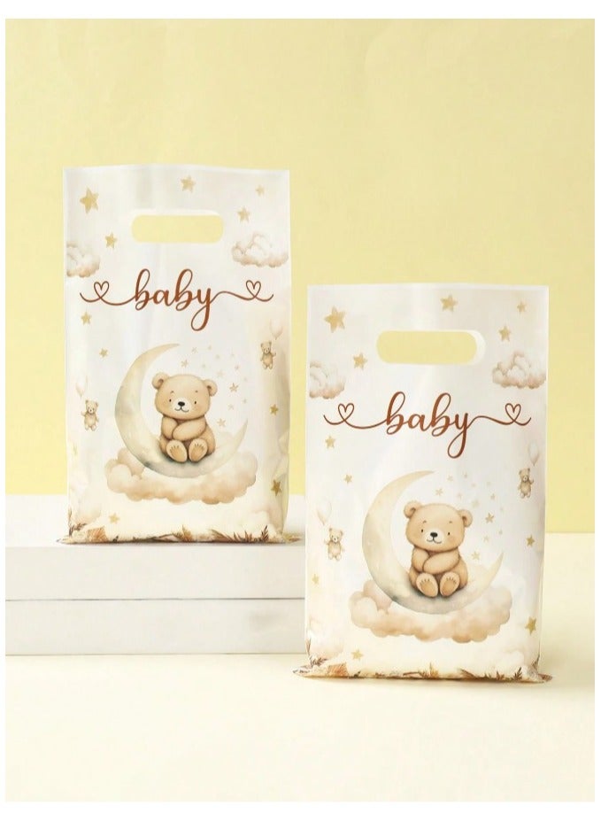 Cute Bear Print Plastic Bags for Gifts, Candy, Birthday Parties, Baby Showers, 20 Pieces - Image 3