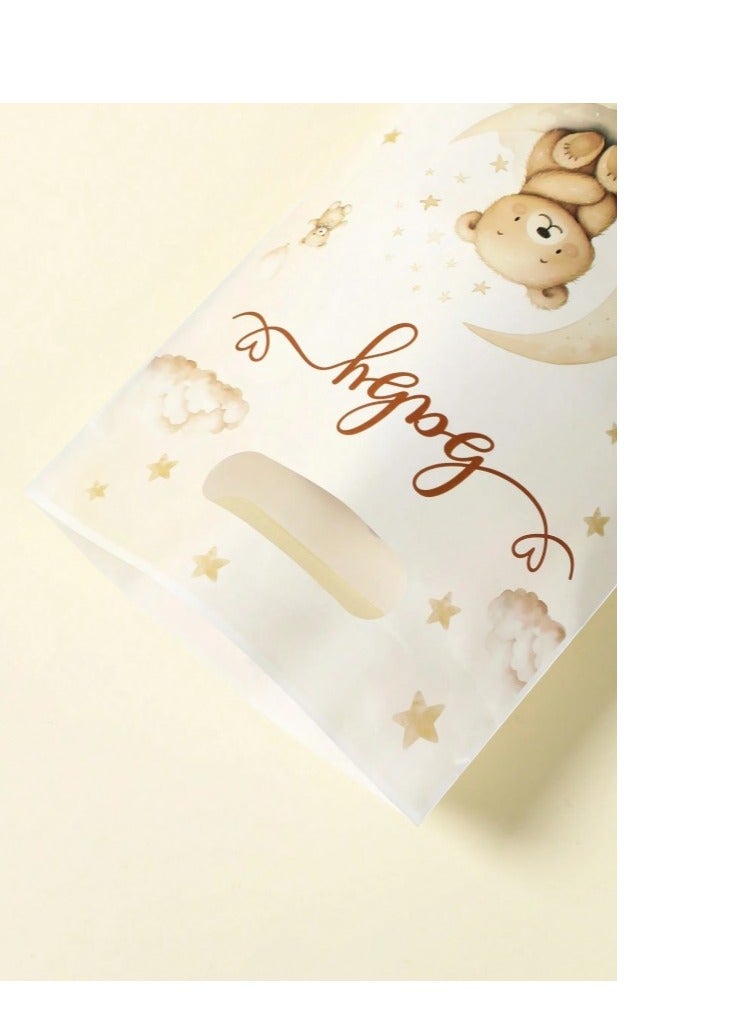Cute Bear Print Plastic Bags for Gifts, Candy, Birthday Parties, Baby Showers, 20 Pieces - Image 4