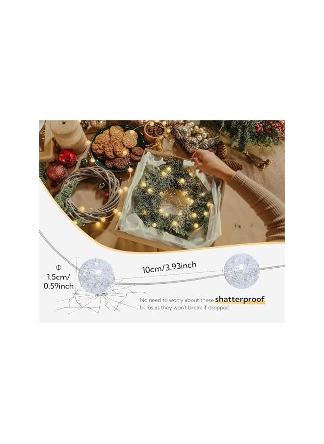 The Bros Globe String Lights,10FT 30 LED Decorative Christmas Lights, Crystal Crackle Ball Lights,USB Twinkle Fairy Lights for Bedroom,Indoor,Outdoor,Classroom,Wedding,Party,Garden,Warm White  - Image 5