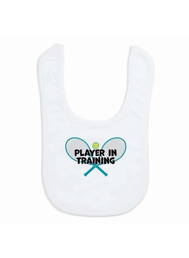 ChalkTalkSPORTS Tennis Baby & Infant Bib | Tennis Player in Training | Soft Microfiber Bib - Image 1