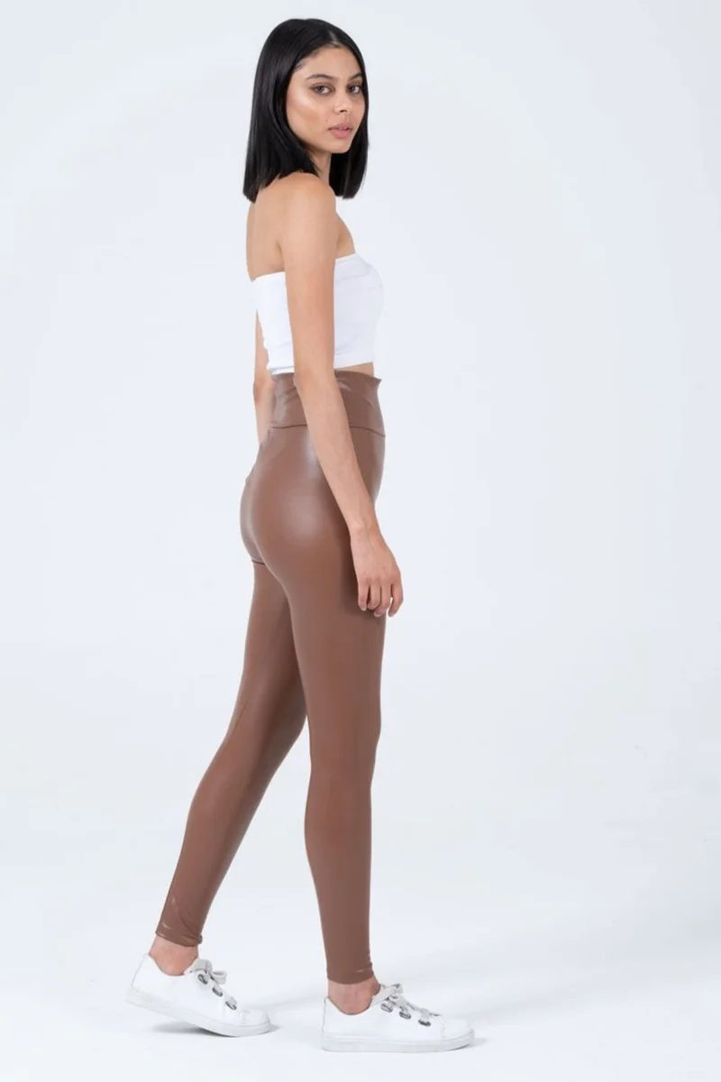 هيبسين راكيب Rivaling All Women's Leather Leggings with Raised High Waist, Comfortable and Flexible