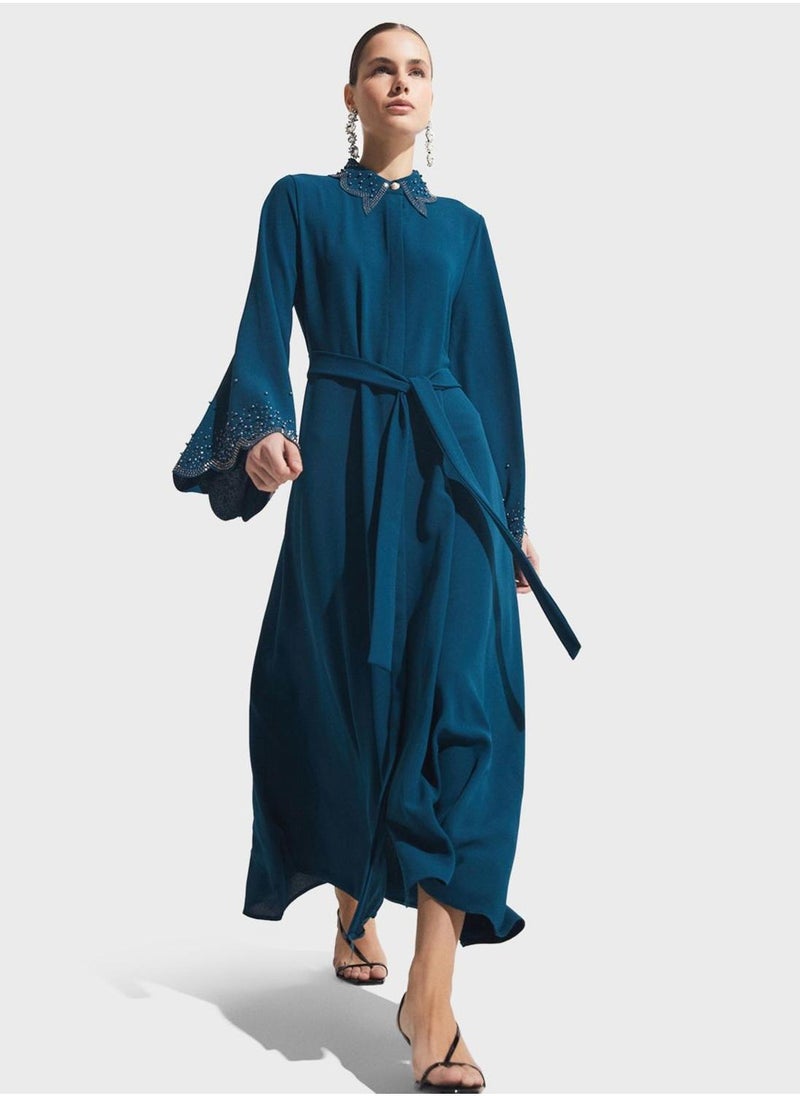 JUNE Embellieshed Belted Maxi Dress - Image 1