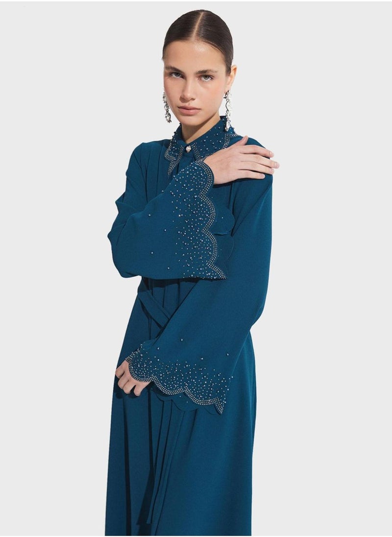 JUNE Embellieshed Belted Maxi Dress - Image 3